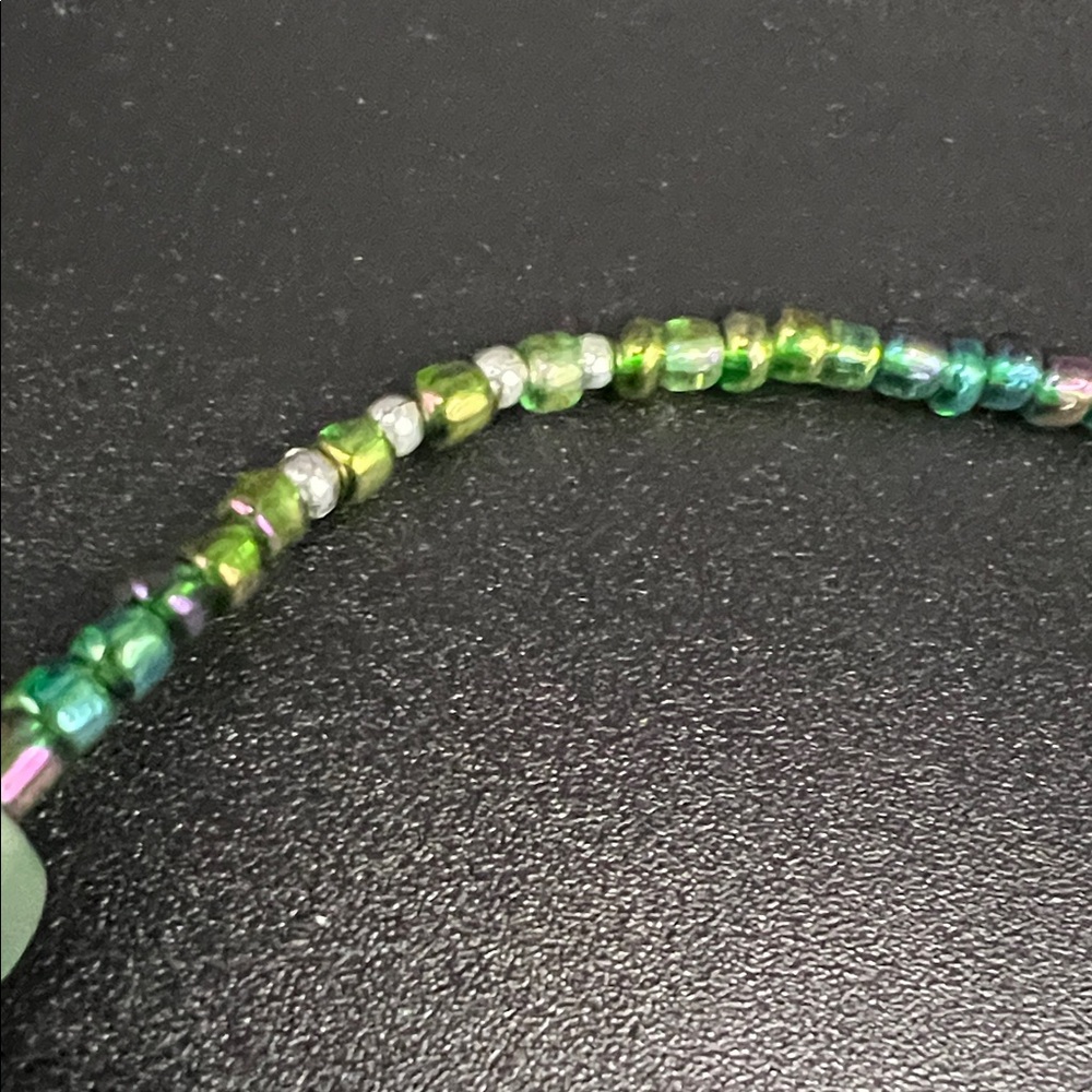 Artisan Handmade Green Stone 20” Necklace with Silver Medallion Pendant - Picture 7 of 10